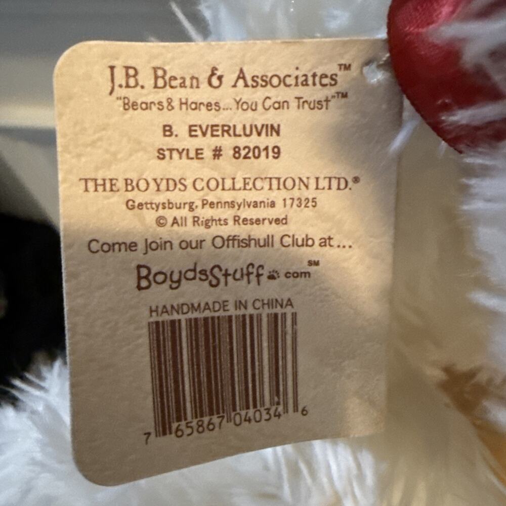 Boyds Bear B Everluvin Plush 82019 Special Occasion White 16” EUC Tags - Picture 6 of 10